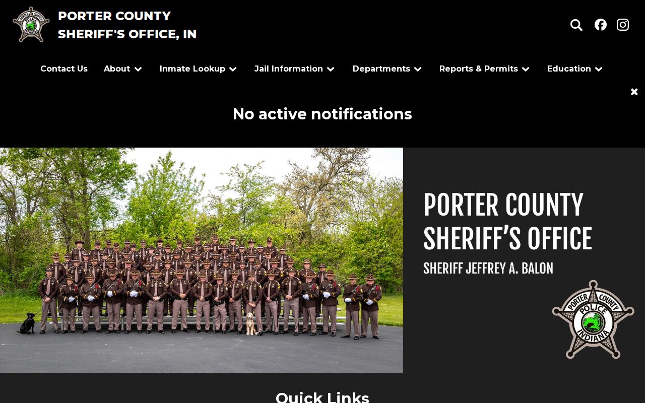 Porter County Sheriff warrant service information